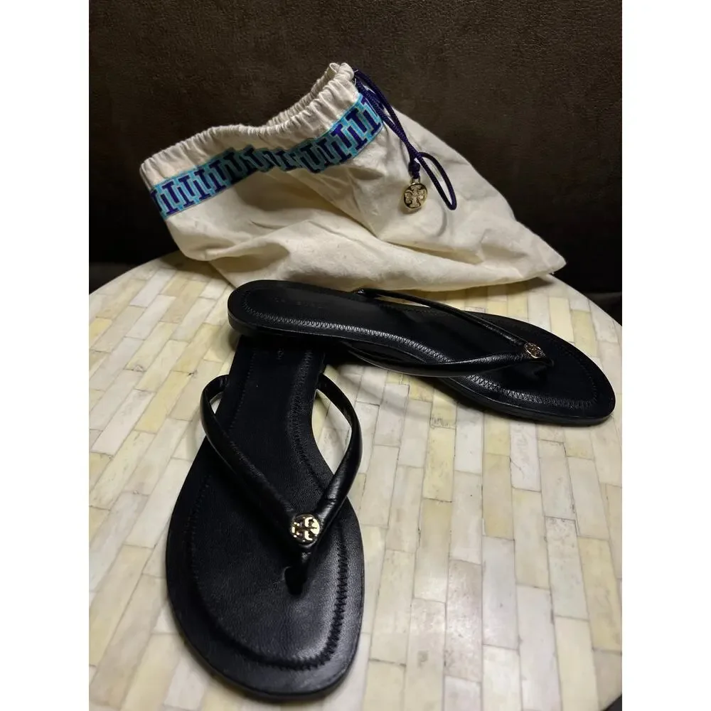 Tory Burch Chelsea Leather Flip Flops in Perfect Black